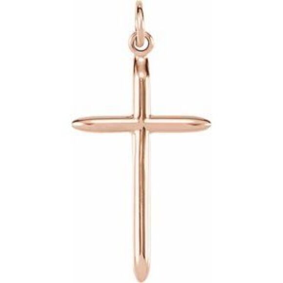 14K Rose 25.7x14 mm Cross Pendant